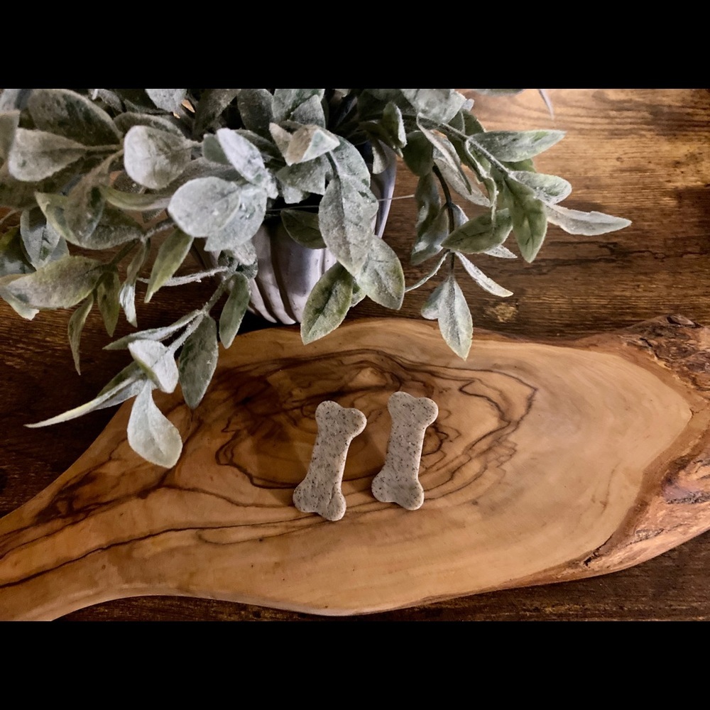 Handmade Clay Stud Earrings | Dog Bone, Dog Lover
